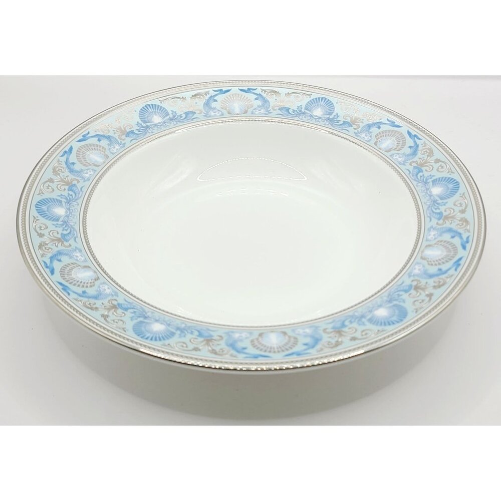 Wedgwood Dolphins Blue Rim Soup Bowl New with Tags Replacement Nautical Silver - Picture 2 of 9